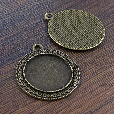 Baza z metalu do kaboszonów 25mm antyczny brąz (1szt)