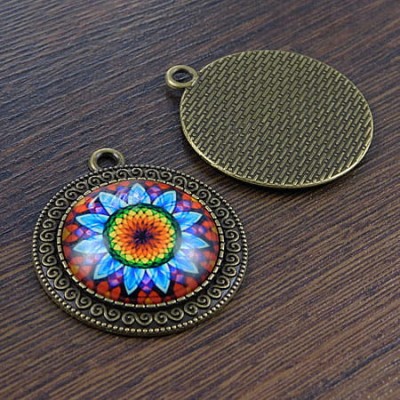 Baza z metalu do kaboszonów 25mm antyczny brąz (1szt)