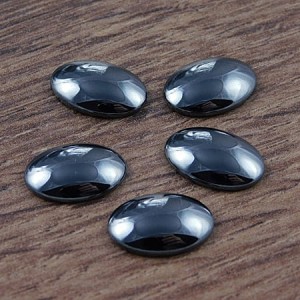 Kaboszon owal z hematytu 18mmx13mm grafitowy (1szt)