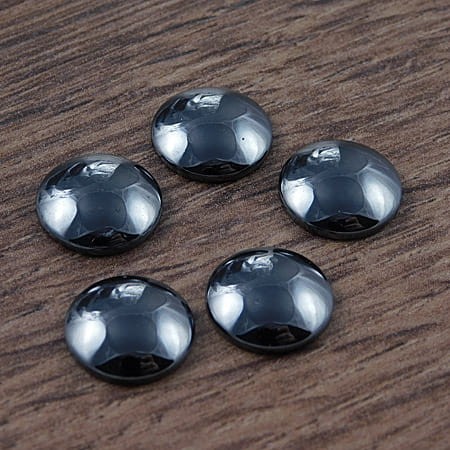 Kaboszon koło z hematytu 16mm grafitowe (1szt)