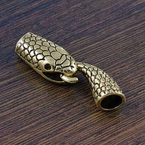 Zapięcie wąż z metalu 40x13mm, średnica wew. 7mm stare złoto (1kpl.)