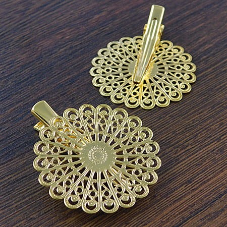 Spinka do włosów, baza z metalu 46x38mm złota (1szt)