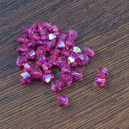 Kryształki Bicone 4mm Fuchsia AB (6szt.)
