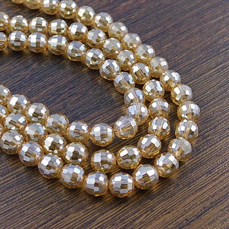 Kulki disco ze szkła 8mm złote błyszczące (10szt.)