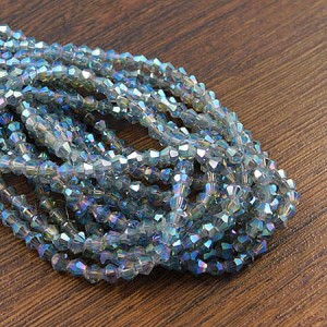 Kryształki bicone ze szkła 4mm szaro-niebieski opalizujące AB (80szt.)