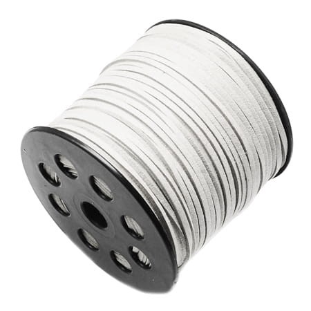 Rzemień z zamszu ekologicznego 3mmx1mm biały (1szt-1m)