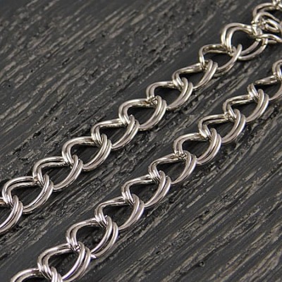 Łańcuszek metalowy podwójny 8x7mm ciemny srebrny (1metr)