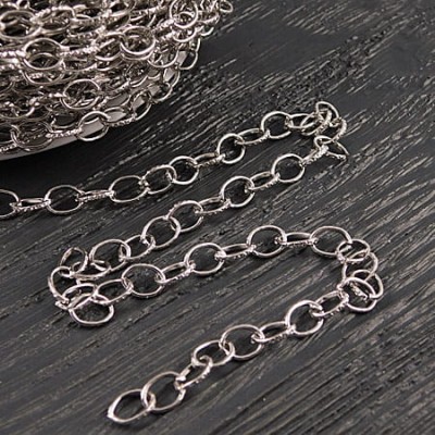 Łańcuszek metalowy owalny 8x6mm ciemny srebrny (1metr)