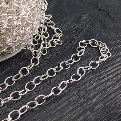 Łańcuszek metalowy owalny 8x6mm srebrny (1metr)