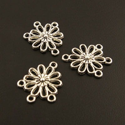 Zawieszka metalowa kwiatek 23mmx16.5mm ciemne srebro (2szt)