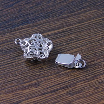 Zapięcie szufladowe ażurowe z metalu 17x12x6mm ciemne srebrne (1szt.)
