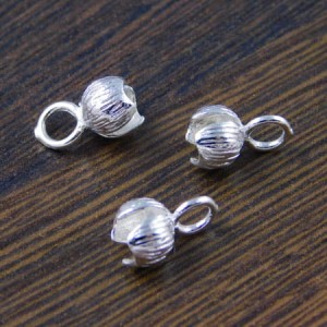  Ozdobne łapaczki zakończenia mosiężne 11x6mm wew. 3mm srebrne (2szt.) 