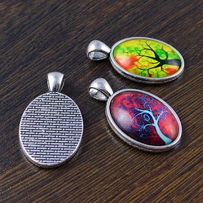 Baza z metalu do kaboszonów 25x18mm ciemna srebrna (2szt.)