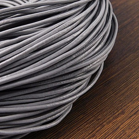 Rzemień okrągły ze skóry naturalnej 2mm szary (1metr)