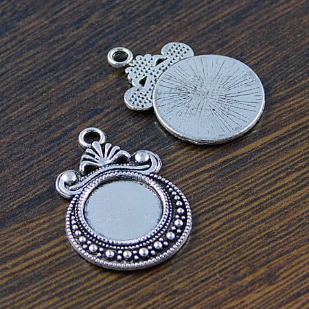 Baza z metalu do kaboszonów 12mm ciemna srebrna (2szt.)