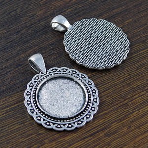 Baza do kaboszonów 20mm metalowa antyczne srebro (1szt.)