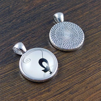 Baza z metalu do kaboszonów 20mm ciemna srebrna (2szt)