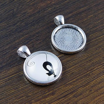 Baza z metalu do kaboszonów 20mm ciemna srebrna (2szt)