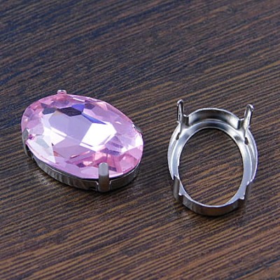 Oprawa z metalu do kaboszonów owalnych 25x18mm ciemna srebrna (2szt)