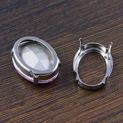 Oprawa z metalu do kaboszonów owalnych 25x18mm ciemna srebrna (2szt)