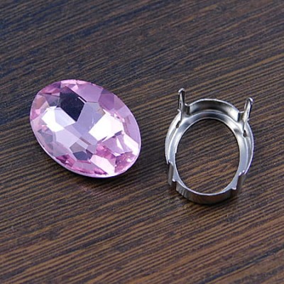 Oprawa z metalu do kaboszonów owalnych 25x18mm ciemna srebrna (2szt)