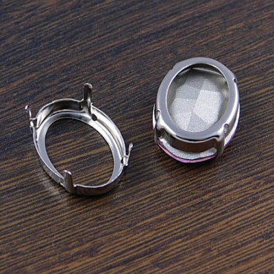 Oprawa z metalu do kaboszonów owalnych 25x18mm ciemna srebrna (2szt)