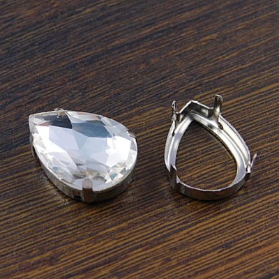 Oprawa z metalu do kaboszonów łez 25x18mm ciemna srebrna (2szt)