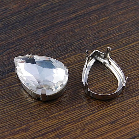 Oprawa z metalu do kaboszonów łez 25x18mm ciemna srebrna (2szt)