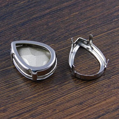 Oprawa z metalu do kaboszonów łez 25x18mm ciemna srebrna (2szt)