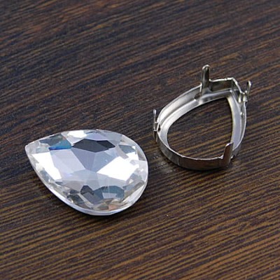 Oprawa z metalu do kaboszonów łez 25x18mm ciemna srebrna (2szt)