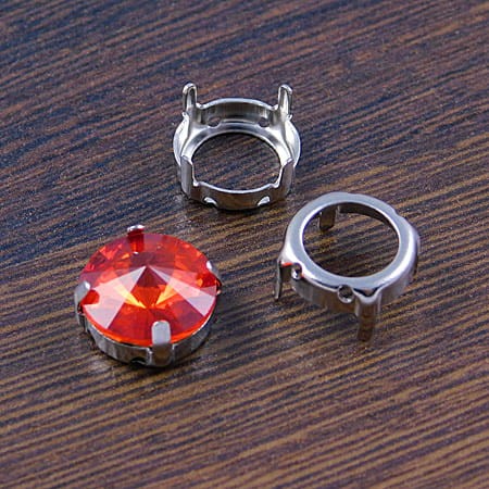 Oprawa z metalu do kaboszonów okrągłych 12mm ciemna srebrna (4szt)