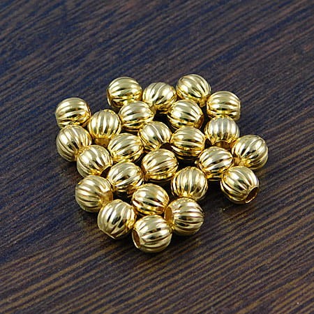 Kuleczka metalowa karbowana 6mm złota (20szt.)