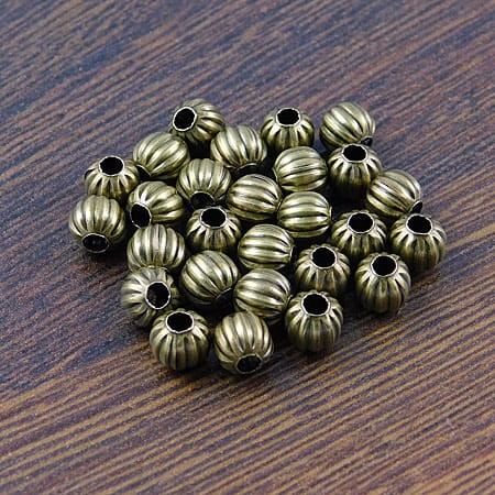 Kuleczka metalowa karbowana 6mm antyczny brąz (20szt)