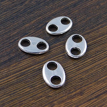 Łącznik owal z metalu 14.5x10mm ciemno srebrny (4szt)