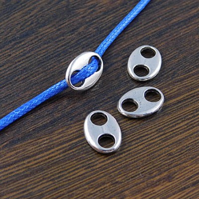 Łącznik owal z metalu 14.5x10mm ciemno srebrny (4szt)