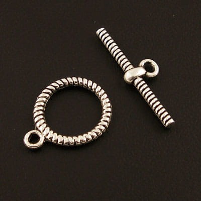 Ozdobne zapięcie metalowe koło 16mm ciemne srebrne (2kpl)