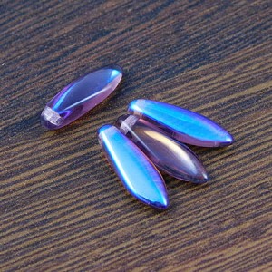 Koraliki Dagger ze szkła 16x5mm Amethyst AB (6szt)