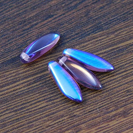 Koraliki Dagger ze szkła 16x5mm Amethyst AB (6szt)