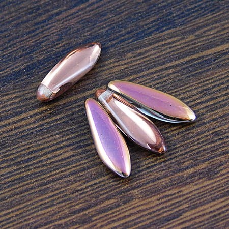 Koraliki Dagger ze szkła 16x5mm Crystal Capri Rose (6szt)
