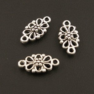 Ozdobny łącznik z metalu ażur 16x8mm ciemny srebrny (6szt)