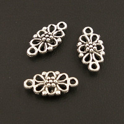 Ozdobny łącznik z metalu ażur 16x8mm ciemny srebrny (6szt)