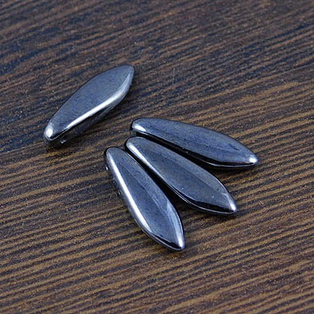 Koraliki Dagger ze szkła 16x5mm Hematite (6szt)