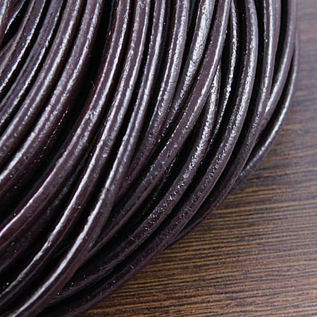 Rzemień okrągły ze skóry naturalnej 3mm ciemny brąz (1metr)