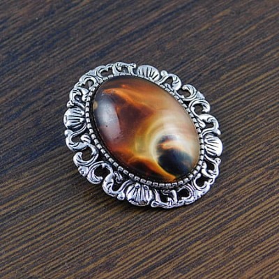 Baza broszki z metalu do kaboszonów 25x18mm ciemna srebrna (1szt.)