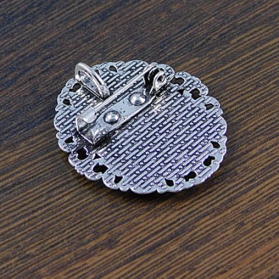 Baza broszki z metalu do kaboszonów 25x18mm ciemna srebrna (1szt.)
