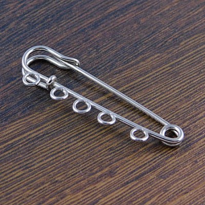 Baza broszki agrafka z metalu 50mm ciemna srebrna (1szt.)