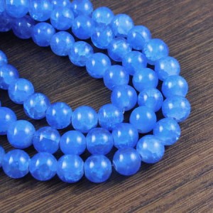 Koraliki szklane crackle kulki 8mm niebieskie (sznur 100szt.)