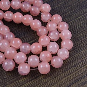 Kulki szklane koraliki crackle 8mm różowe (sznur 100szt.)