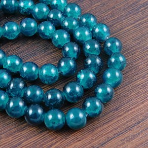 Koraliki szklane crackle kulki 8mm morskie (sznur 100szt.)