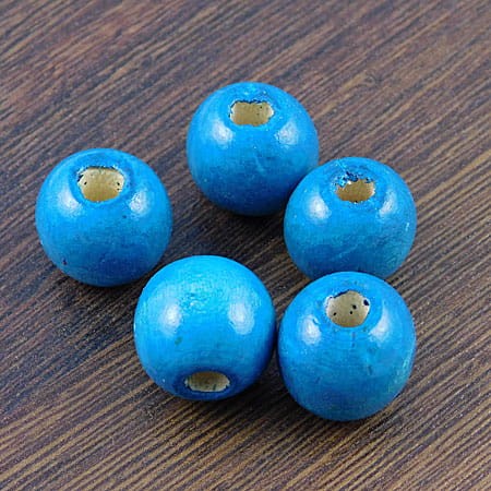 Kulki barwione z drewna 16mm niebieskie (10szt)